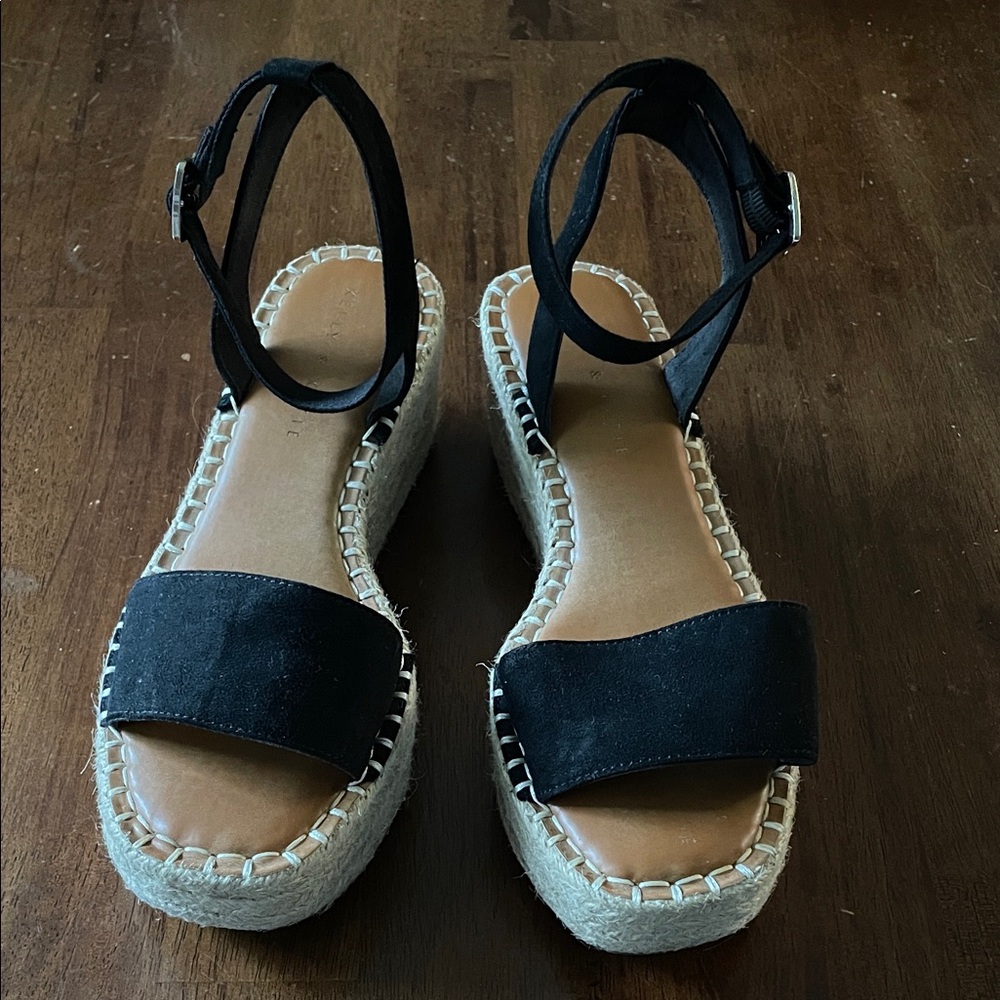 Kelly & Katie Espadrille Platform Sandals - Black - Women’s Size 7